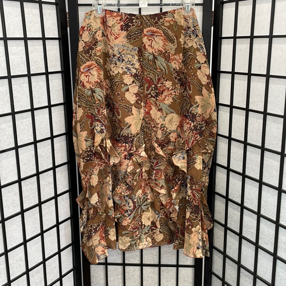 Nygard Sheer Skirt, Lined Earth Toned Floral, NWOT SZ 16